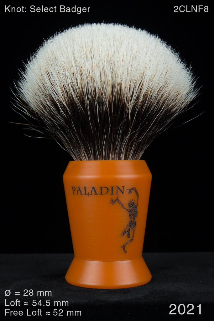 2021 Satin Butterscotch Dancing Atlas 28 mm with a 2CLNF8 Select Badger Knot